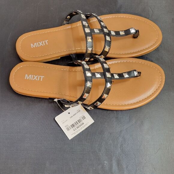 BRAND NEW MIXIT 3-STRAPS THONG WOMEN"S STUDDED DETAILING ROUND TOE  SAND… - Picture 14 of 15